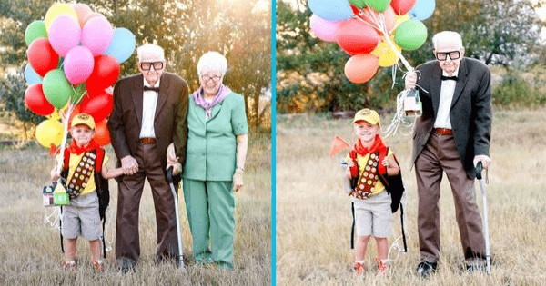 Magical "Up" photoshoot with 5-year-old & his great-grandparents was set up for the sweetest reason.