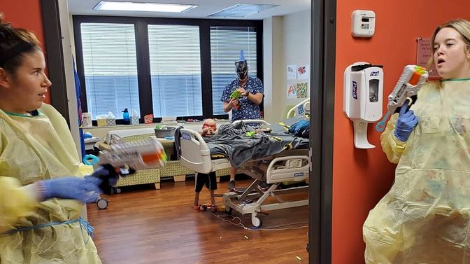 Nurses Have Epic ‘Nerf War’ With 4-Year-Old Boy Who Has Brain Cancer - “They Are Angels on Earth”. Credit: Jeremy Esposito/Norton Children's Hospital
