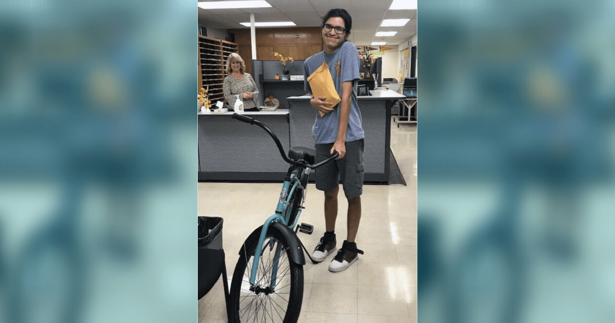 Compassionate teachers use their own money to buy new bike for special needs student after his was stolen. Credit: Modesto City Schools/Lindsay Bryan