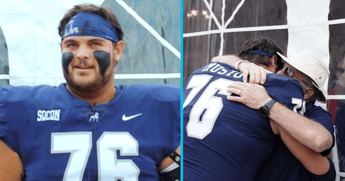 College football player surprises his stepdad by changing his last name on jersey. Credit: Samford University