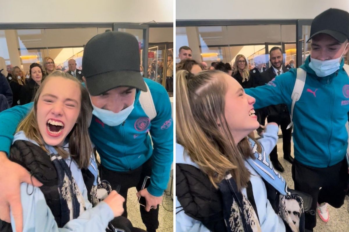 Manchester City’s Jack Grealish makes young girl’s dream come true with hug and signed jersey