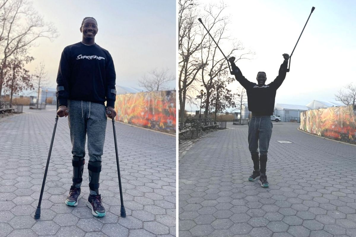 Man walks again one year after getting hit by a car which left him paralyzed.